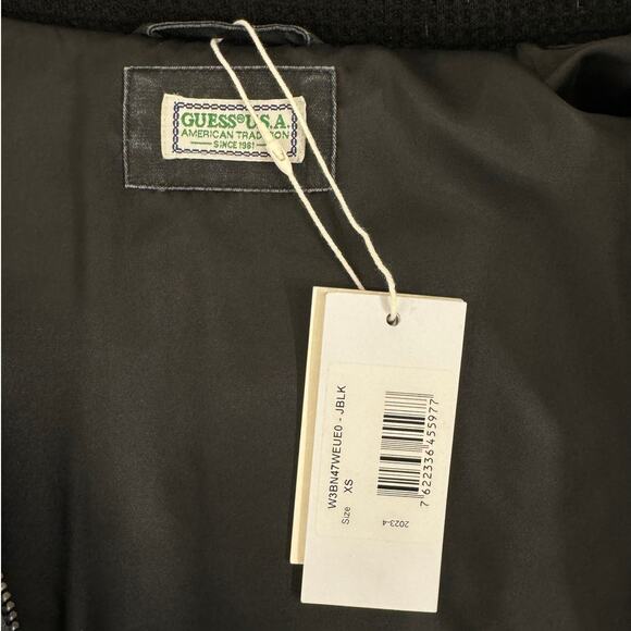 GUESS USA Black Gray Special Edition Puffer Jacket with Studs - Picture 5 of 5